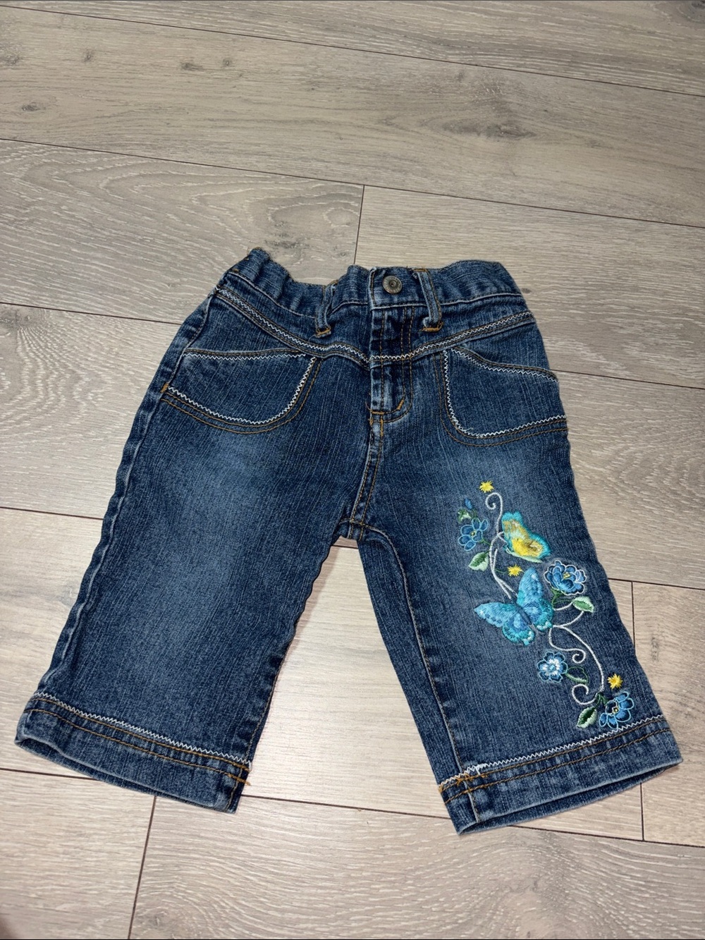 Paris Blues Dark Blue Denim Jeans with Butterfly Embroidery